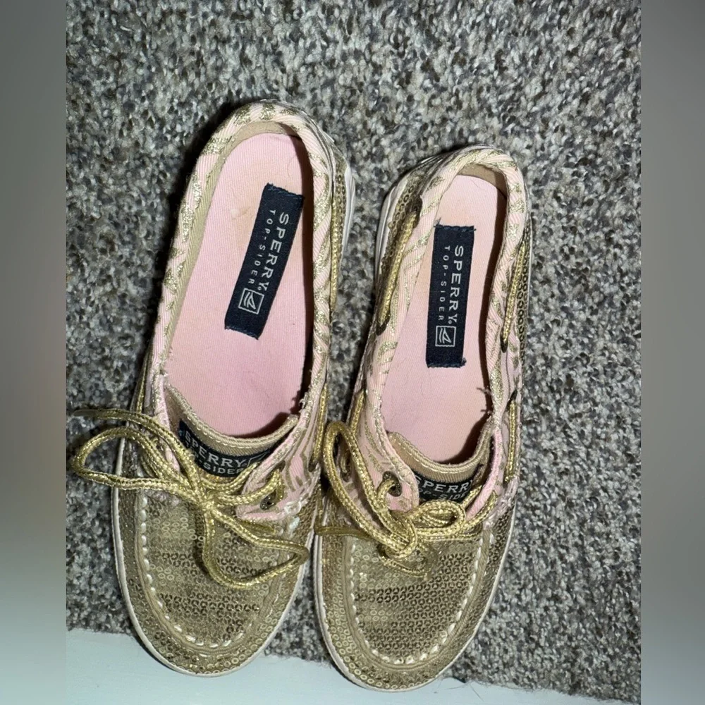 Sperry top sider girls pink and gold glitter sneaker - Picture 5 of 6